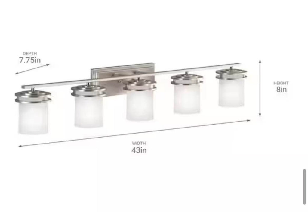 43 in. 5-Light Brushed Nickel Bathroom Vanity Light