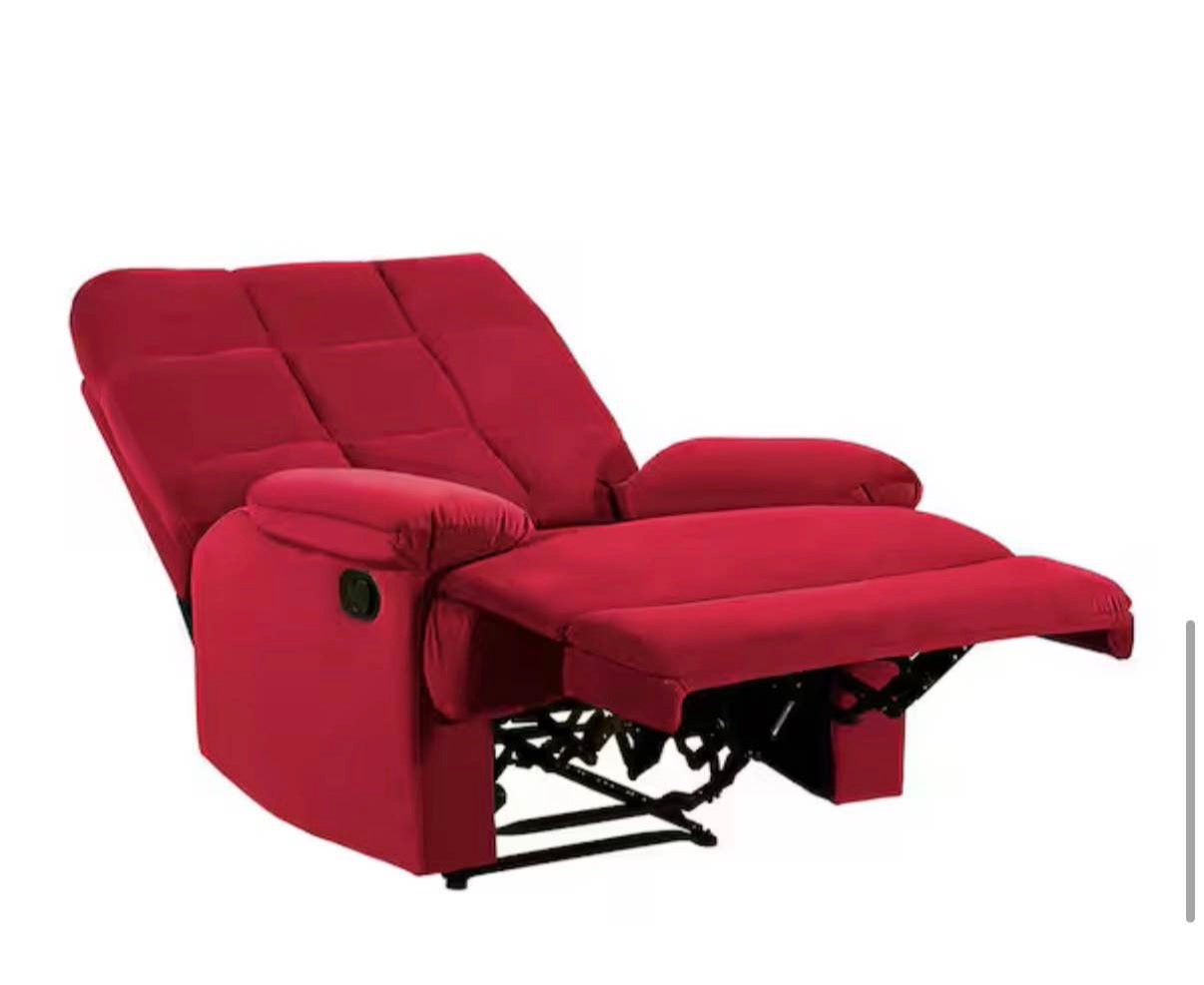Berenson Red Microfiber Upholstered Manual Recliner
