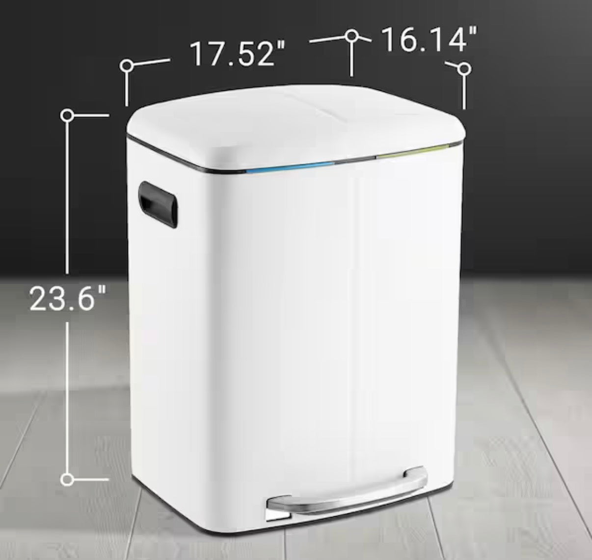 Marco 10.5 Gal. White Rectangular Double Bucket Trash Can