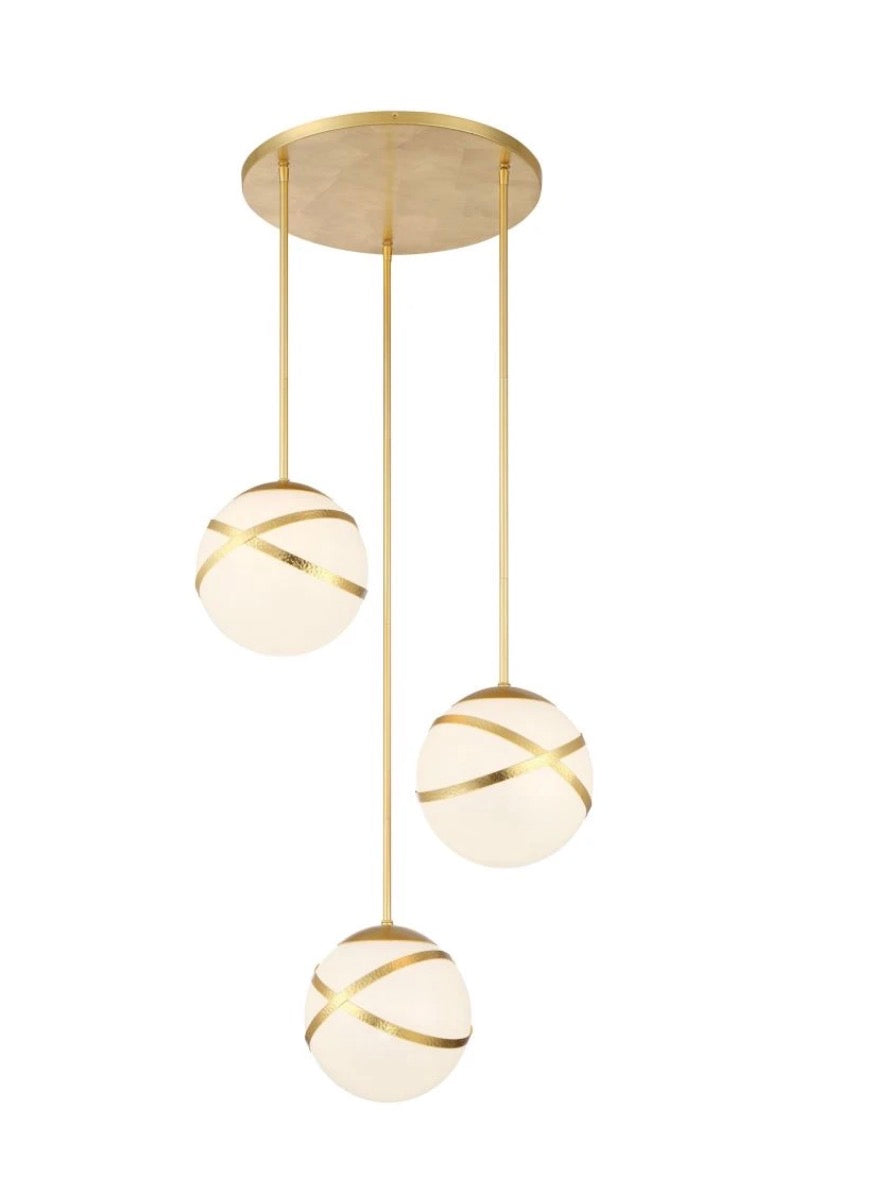 Batignolles 3 Light 25" Wide Multi Light Pendant with White Glass Shade