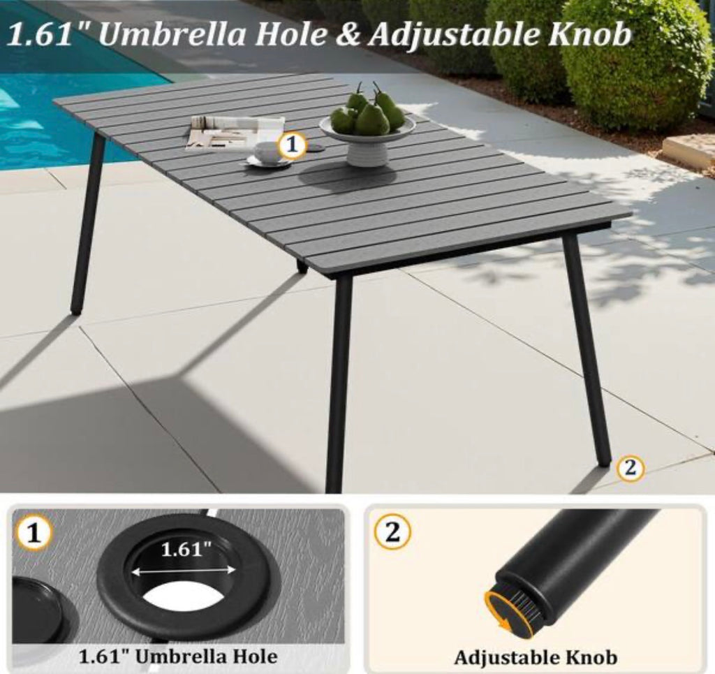 7-Piece Dark Gray 70 in. Aluminum Patio Outdoor Dining Set