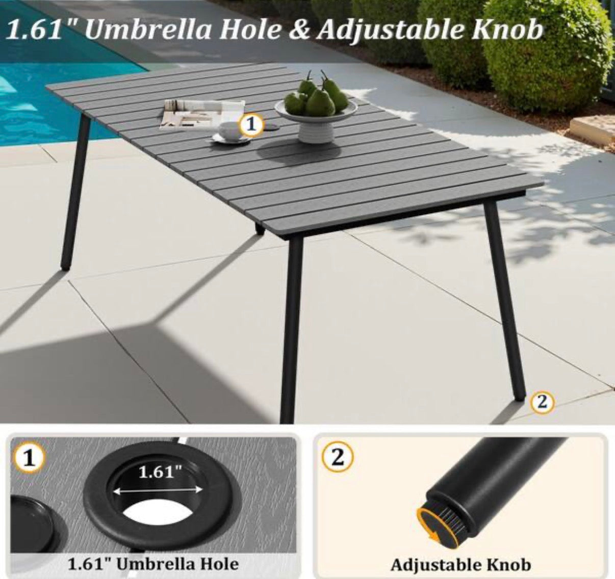 7-Piece Dark Gray 70 in. Aluminum Patio Outdoor Dining Set