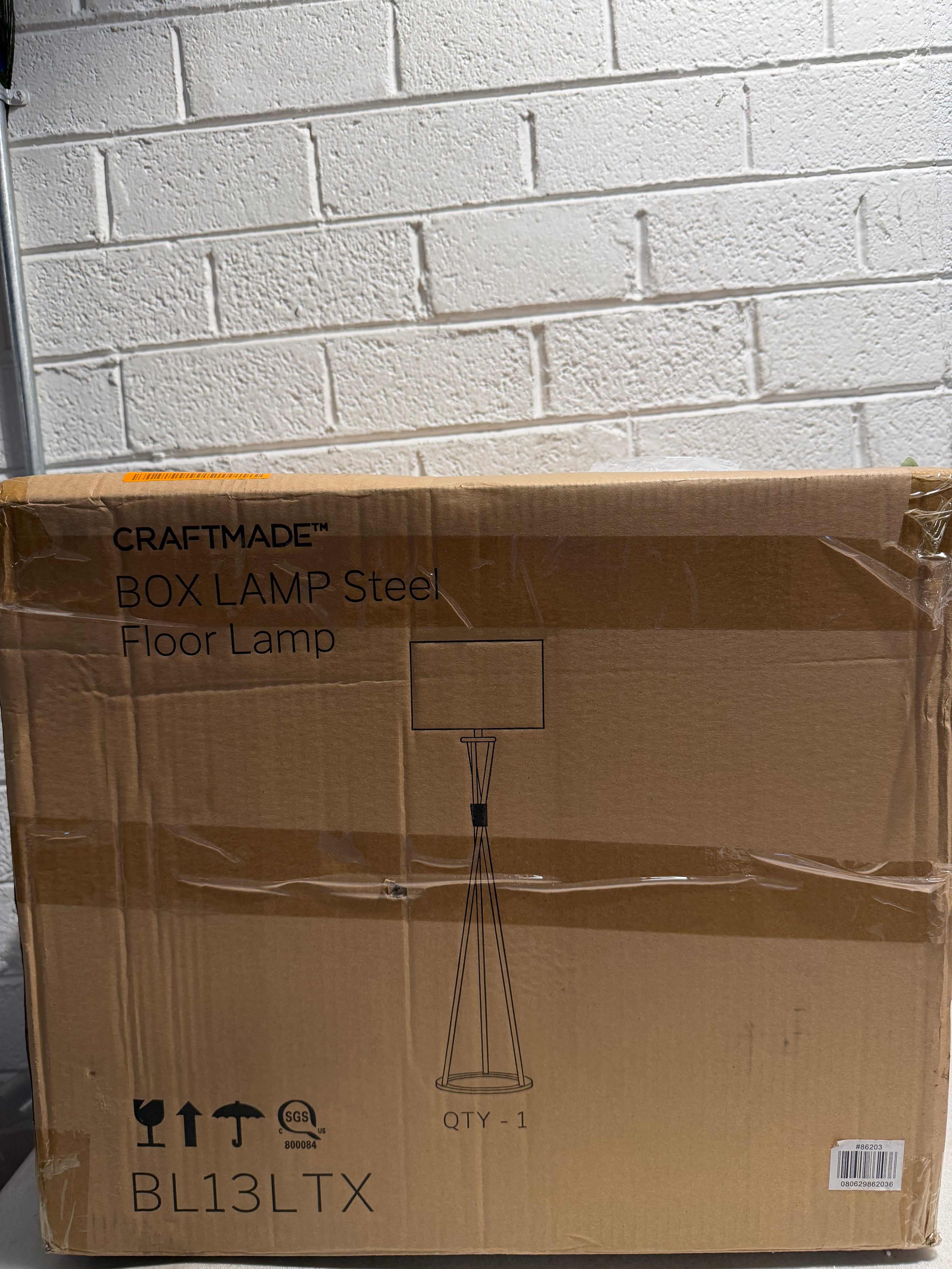 61.5 in. Flat Black Finish 1-Light Tripod Floor Lamp