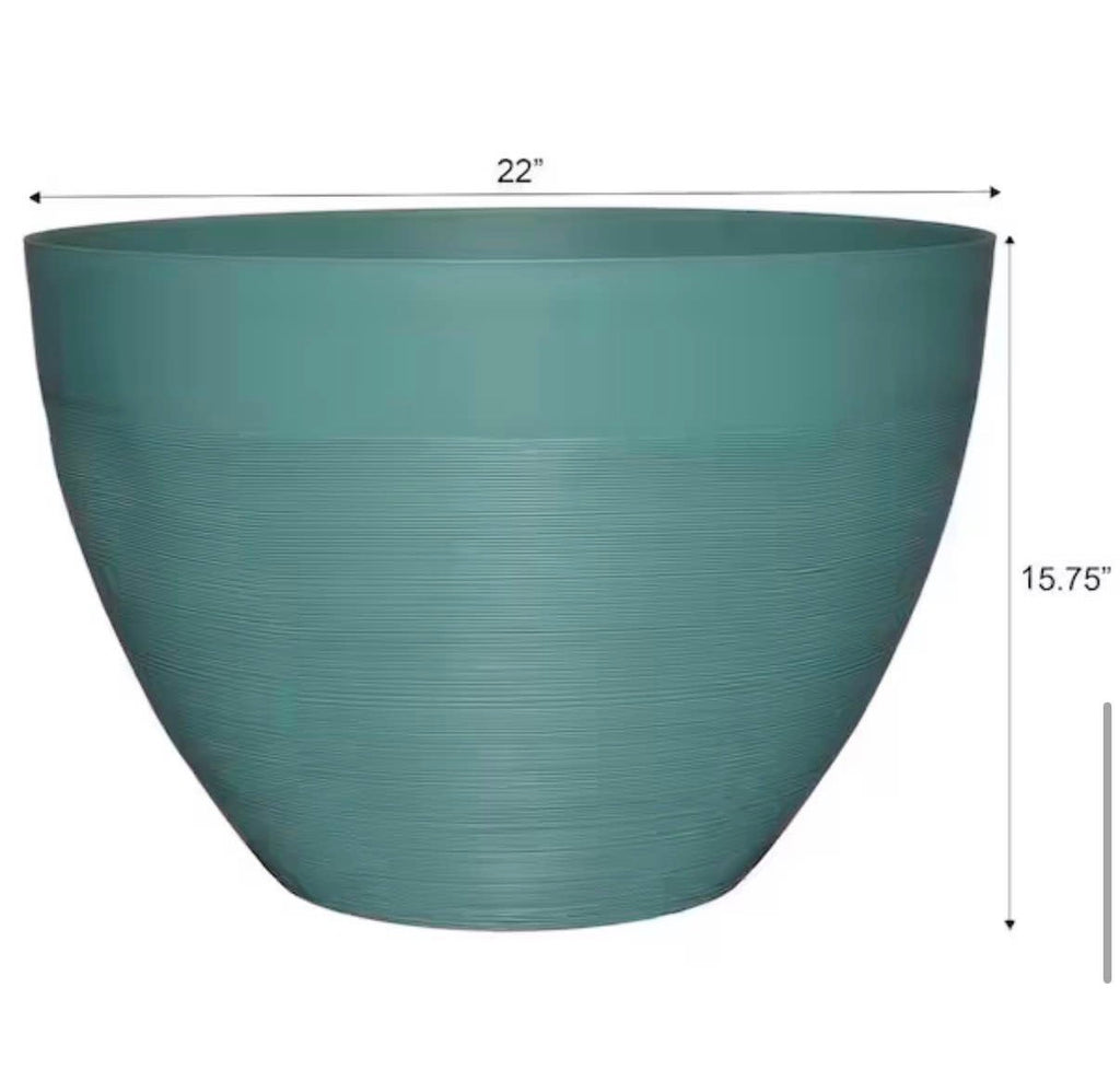 Large Teal Resin Lightweight Round Planter