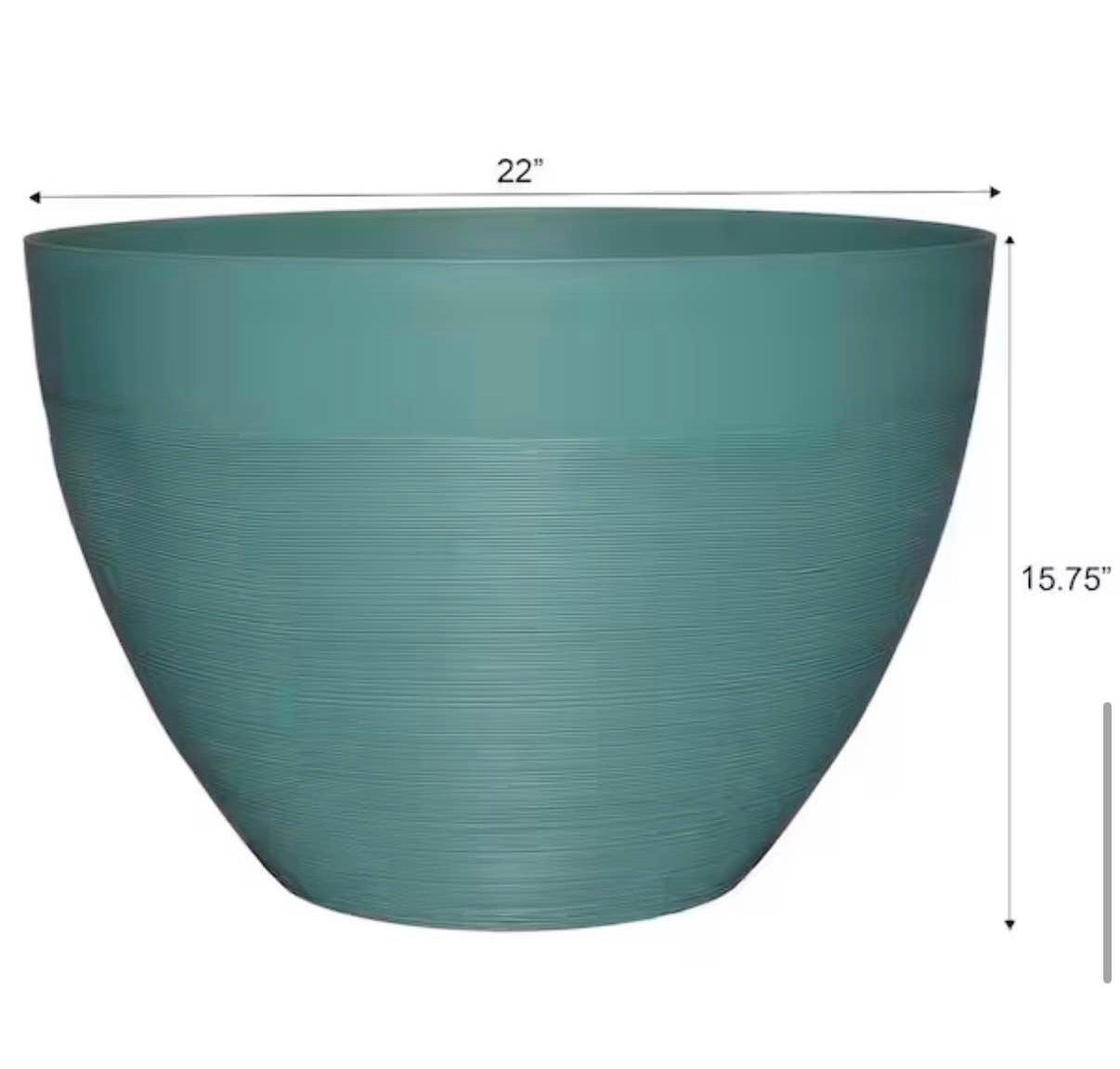 Large Teal Resin Lightweight Round Planter