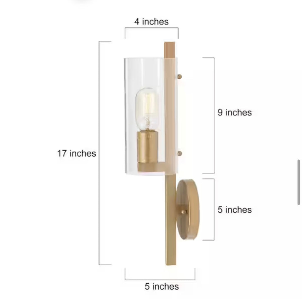 17 in H. Modern Cylinder Powder Room Wall Sconce light