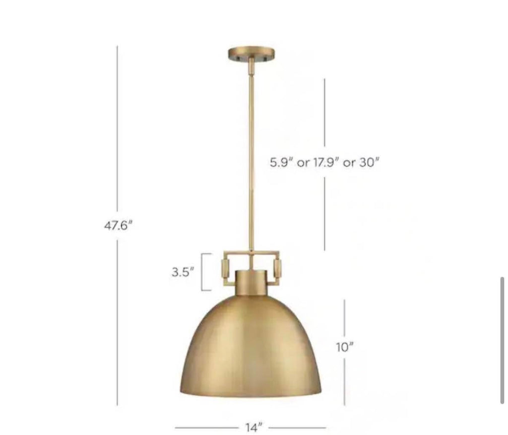 Antiqued Brass Shaded Pendant Light