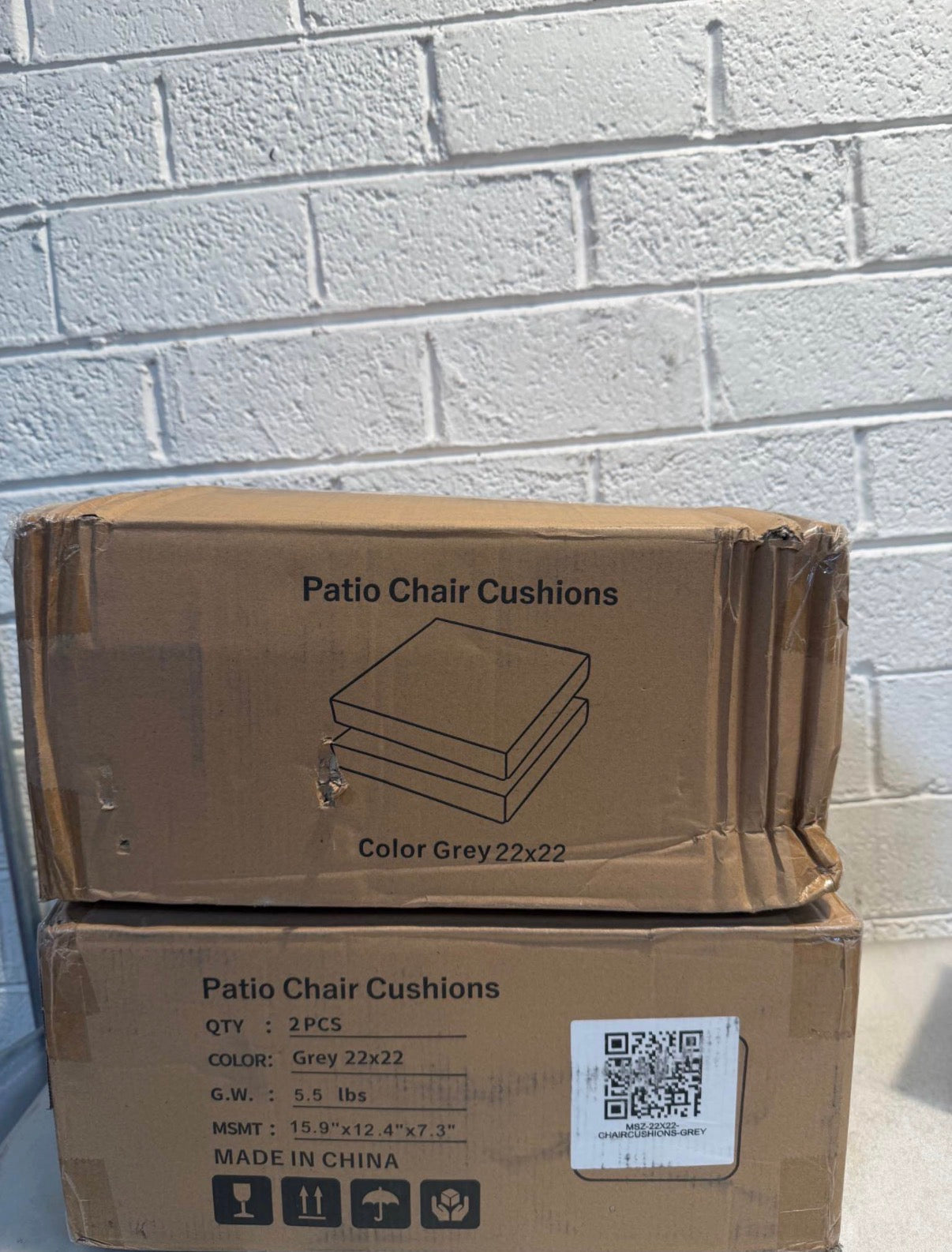 22 in. x 22 in. x 4 in. (2-Pack) Seat Cushion Grey