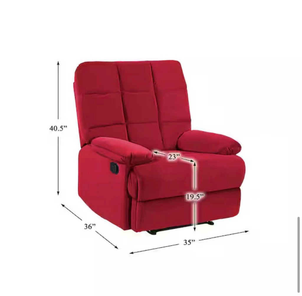 Berenson Red Microfiber Upholstered Manual Recliner