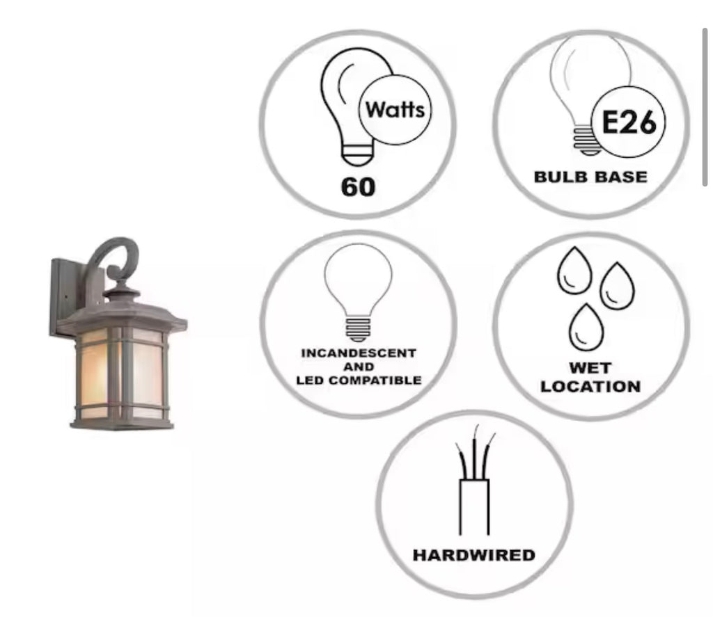 San Miguel 16.5 in. 1-Light Rust Outdoor Wall Light