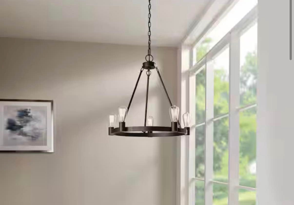 5-Light Wagon Wheel Candlestick Chandelier