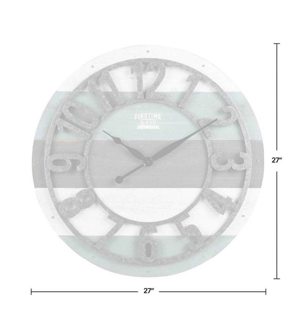 Teal Shabby Planks Wall Clock 27”