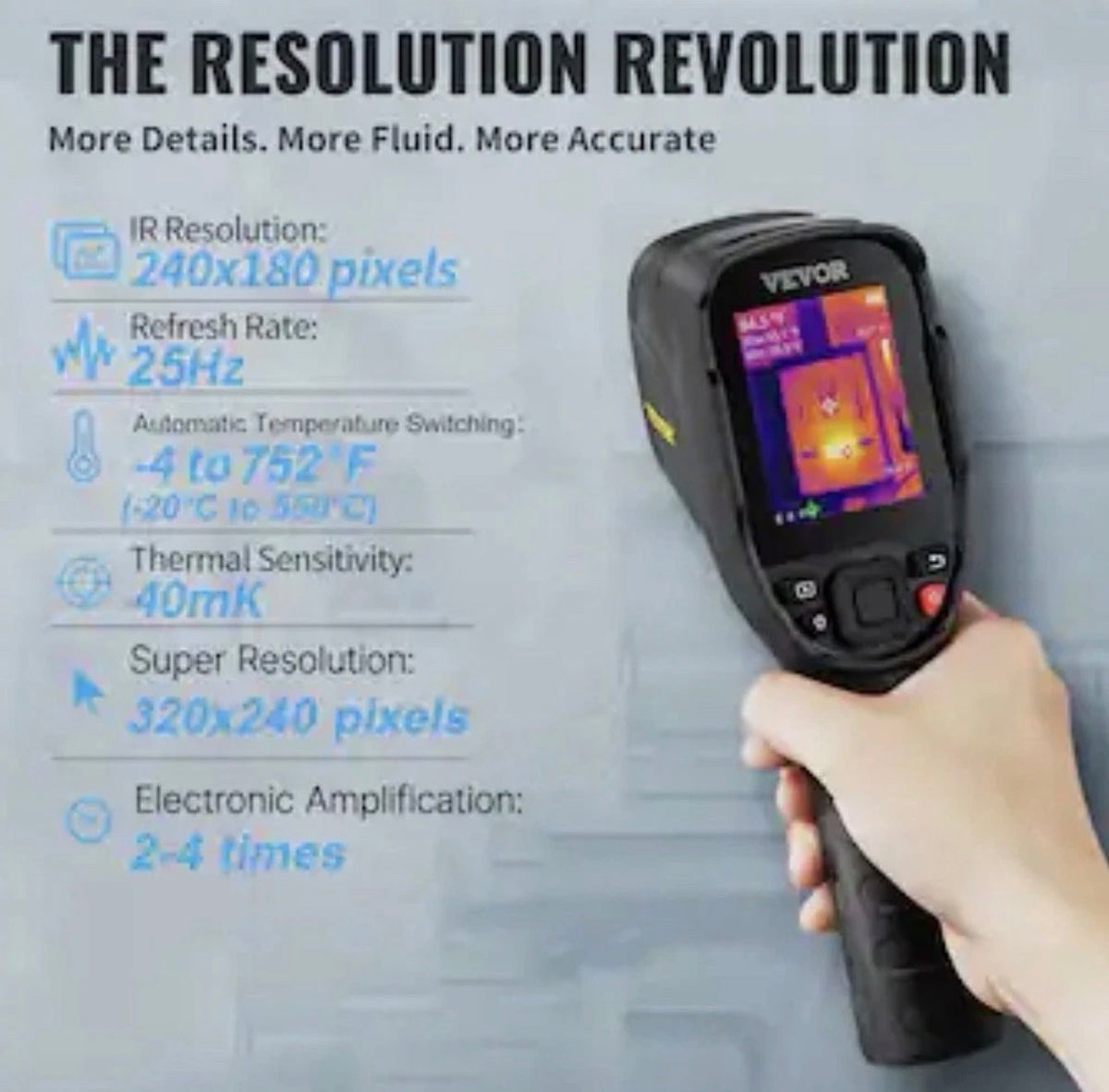 SC240N thermal imaging camera 320 x 240 Pixels Super Resolution