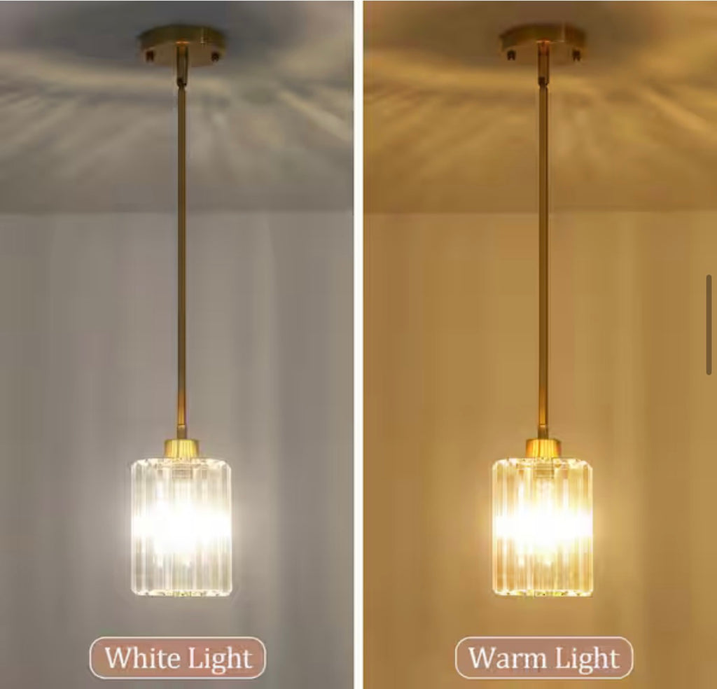 Gold Modern Pendant Light with Crystal Glass Shades