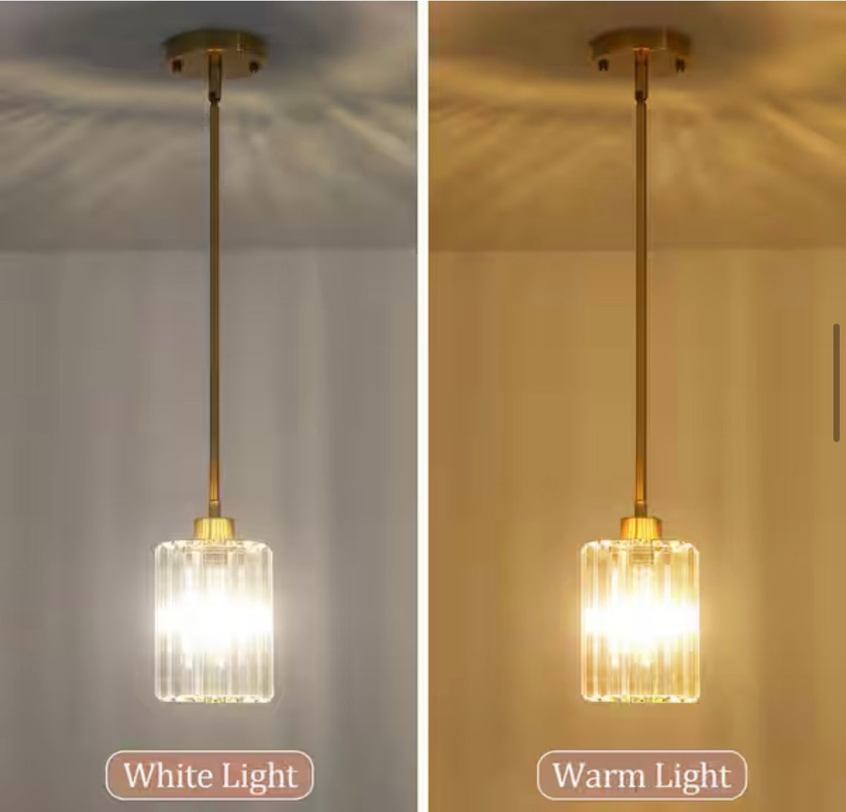 Gold Modern Pendant Light with Crystal Glass Shades