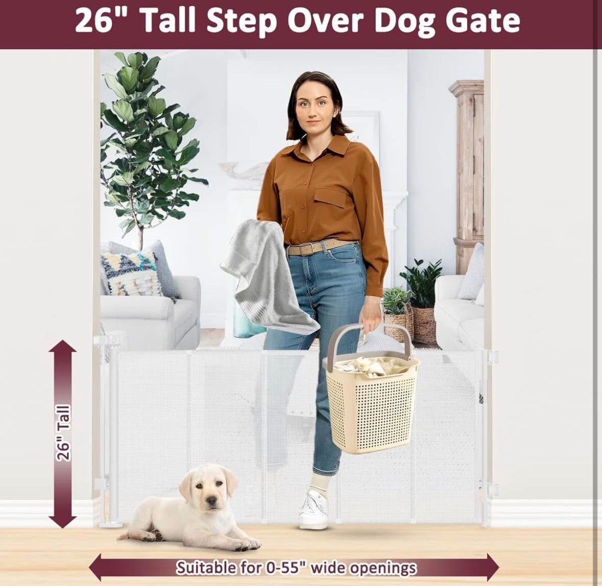 26 Inch Tall Step Over Retractable Baby Gates