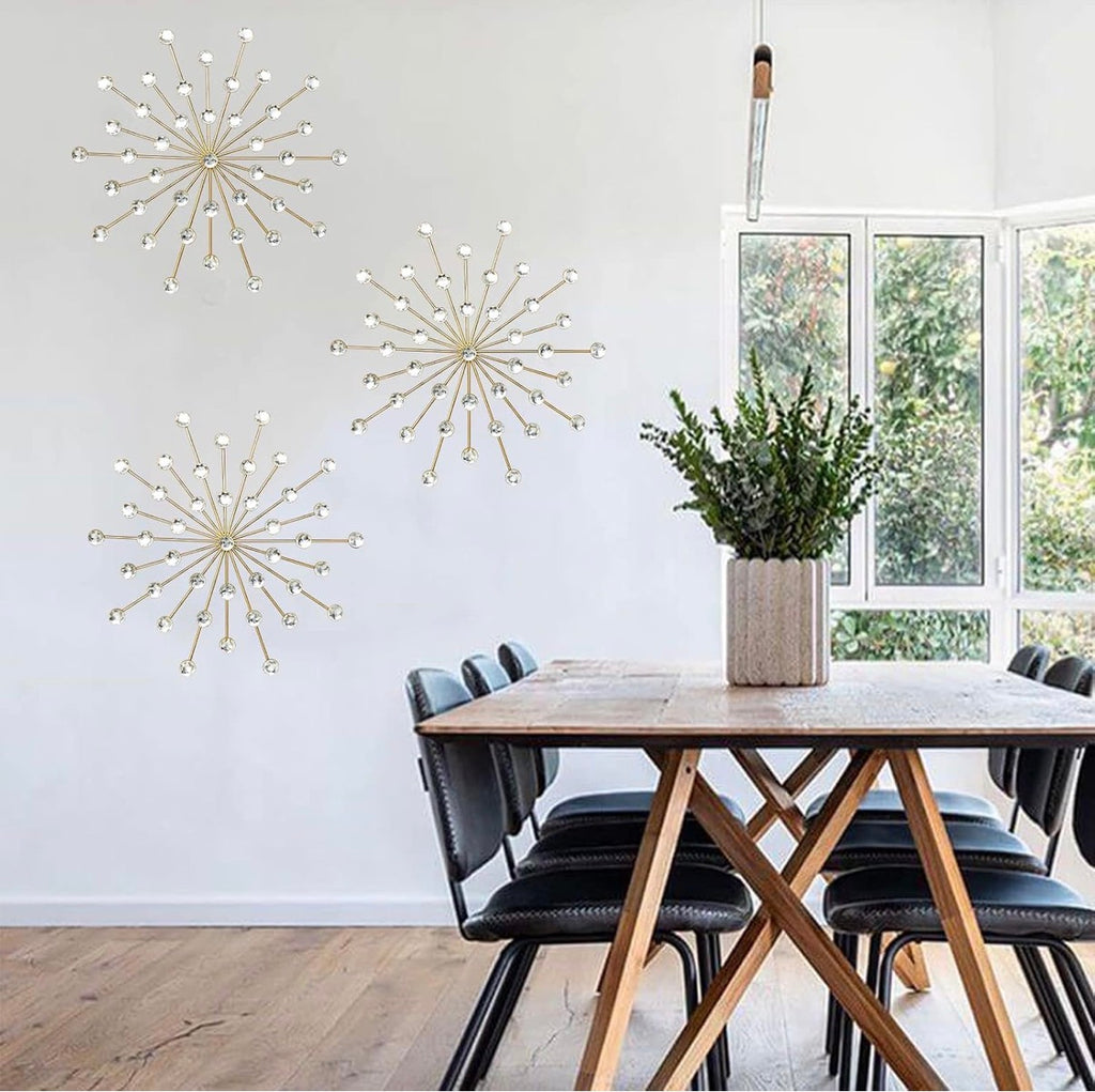 3 Set Gold Starburst Wall Art for Home Decor