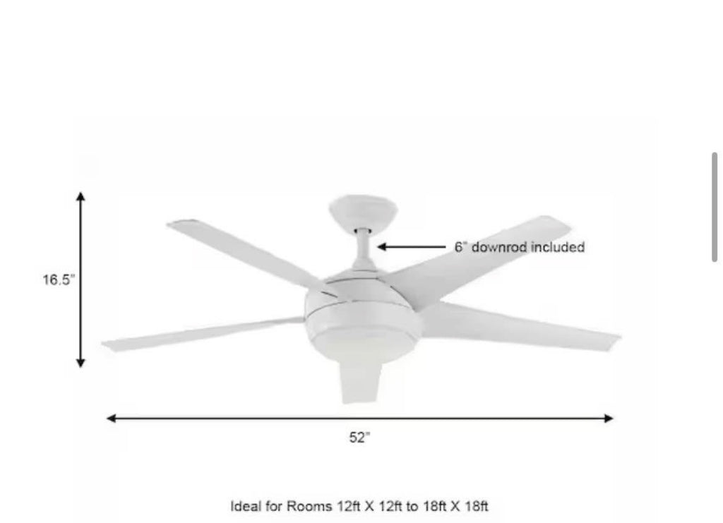 Windward 52 in LED Matte White Ceiling Fan