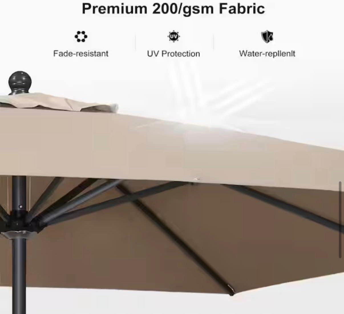6.5 ft. Square Aluminum Crank and Tilt Outdoor Patio Market Umbrella