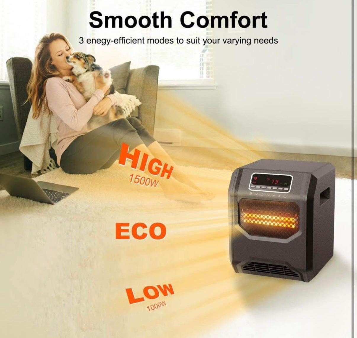 Infrared Space Heater 3 Mode 1500W
