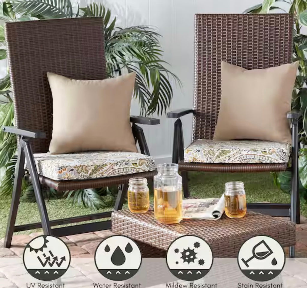 18 in. x 18 in. Arctic Paisley Square Outdoor Seat Cushion (2-Pack)