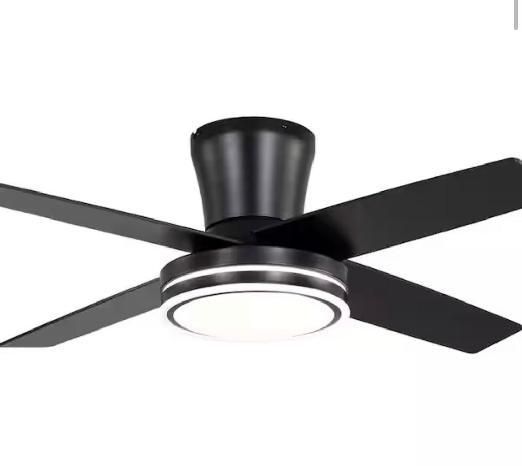 44 in. Flush Mount Modern Ceiling Fan (light shade cover has cracks )