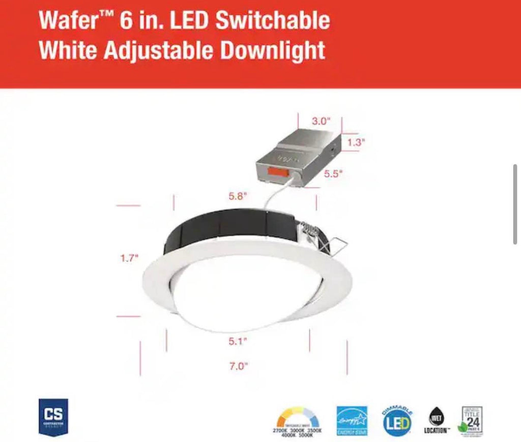 6 in. Selectable  Ultra Slim Canless Recessed Light