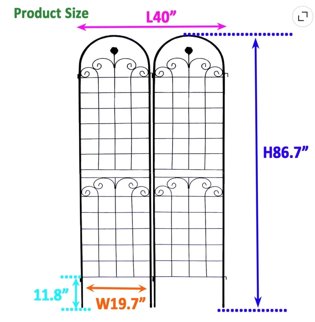 7.2 ft Metal Plant Climbing Rose Garden Trellis (2-Pack)