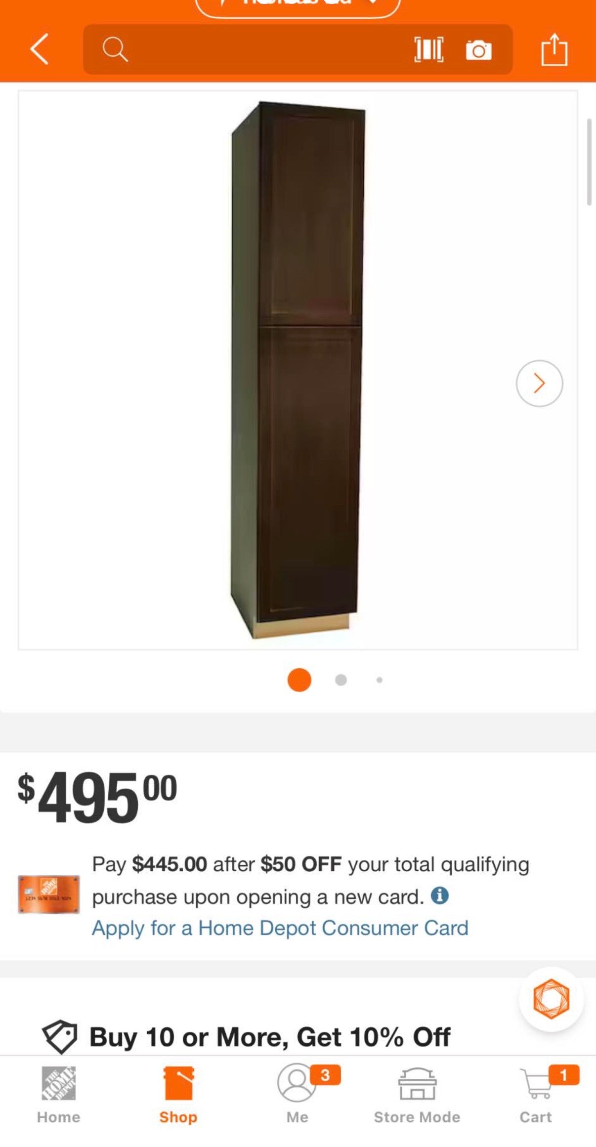 Shaker Pantry Kitchen Cabinet in Java ( minor damaged)￼