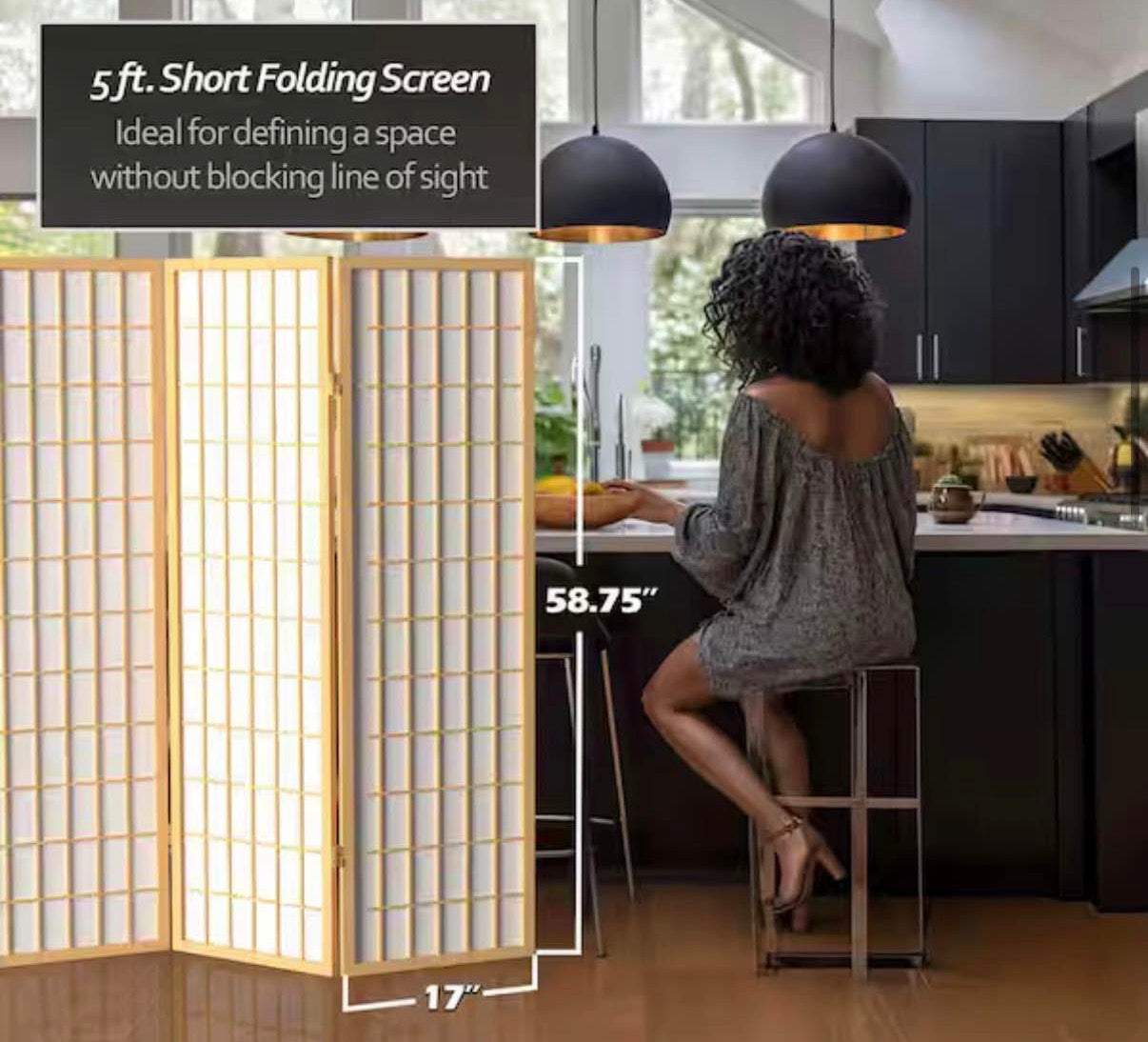 5 ft. Natural 3-Panel Room Divider