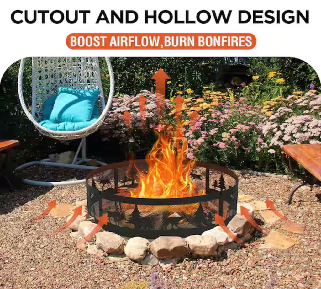 36 in. Metal Wood Burning Outdoor Fire Pit Ring