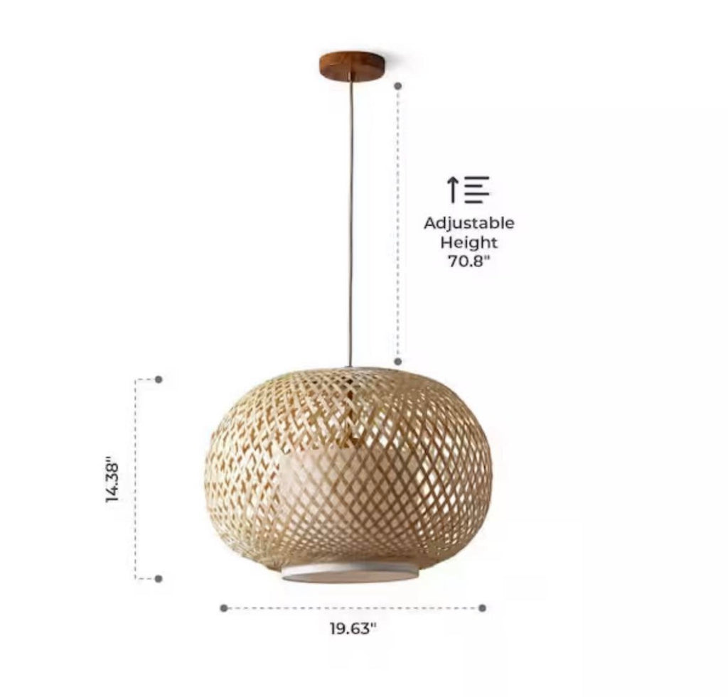 19.5 in Natural Woven Bamboo Pendant Light