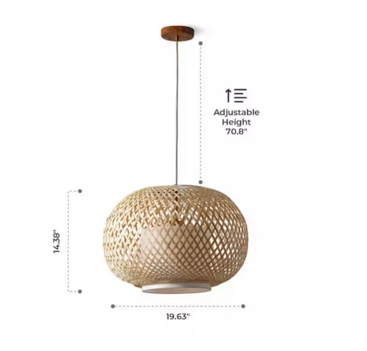 19.5 in Natural Woven Bamboo Pendant Light