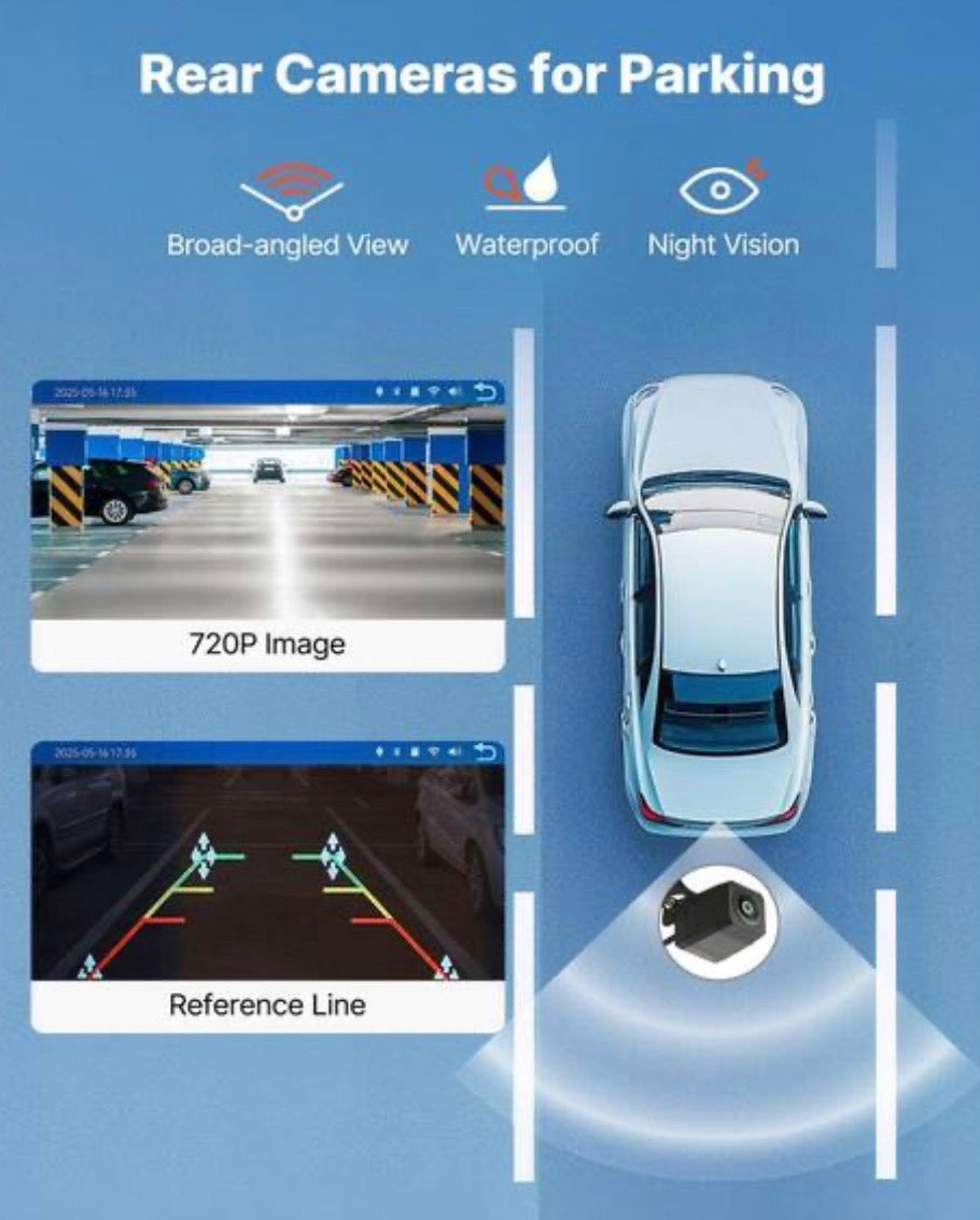 9-in. HD Portable Screen Wireless Car Stereo with rear camera for parking