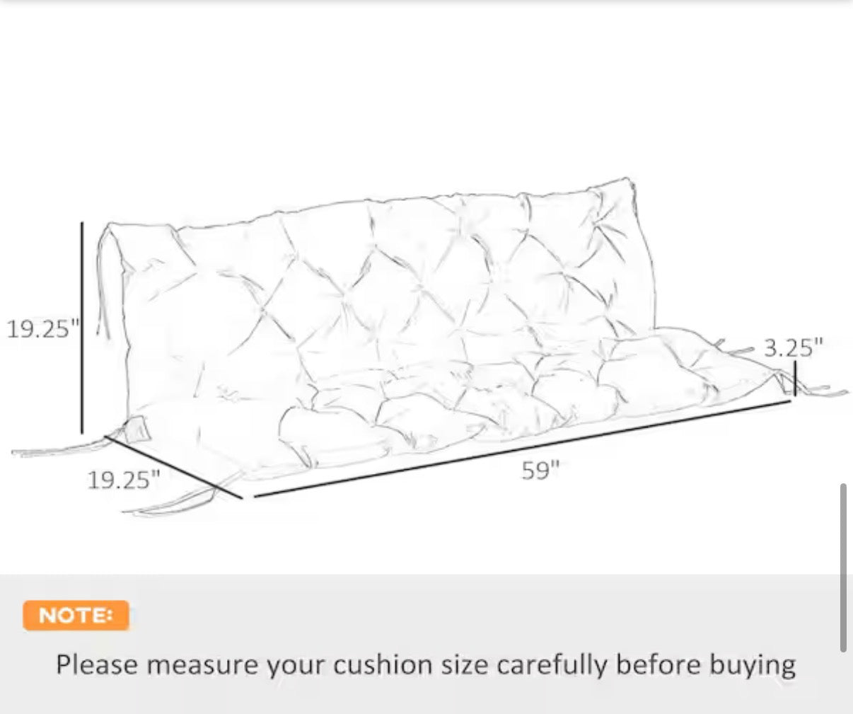 Tufted Bench Cushions for Outdoor Furniture, 3-Seater Replacement