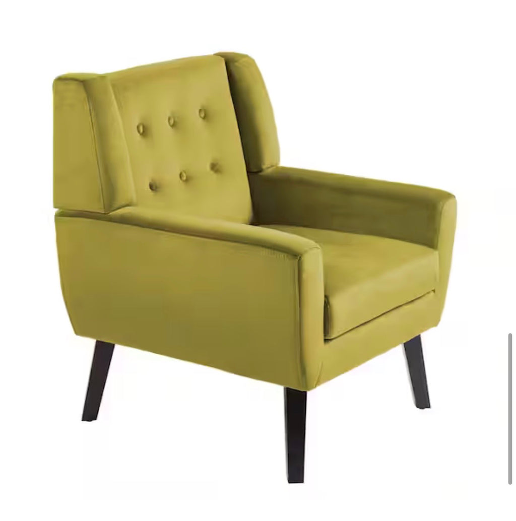 Mid-Century Modern Button Green Velvet Accent Arm Chair (set of 2)