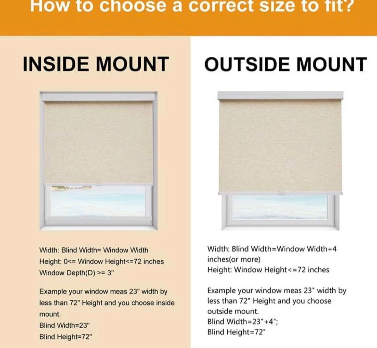 Cordless Window Blinds (Khaki 36" x 72")