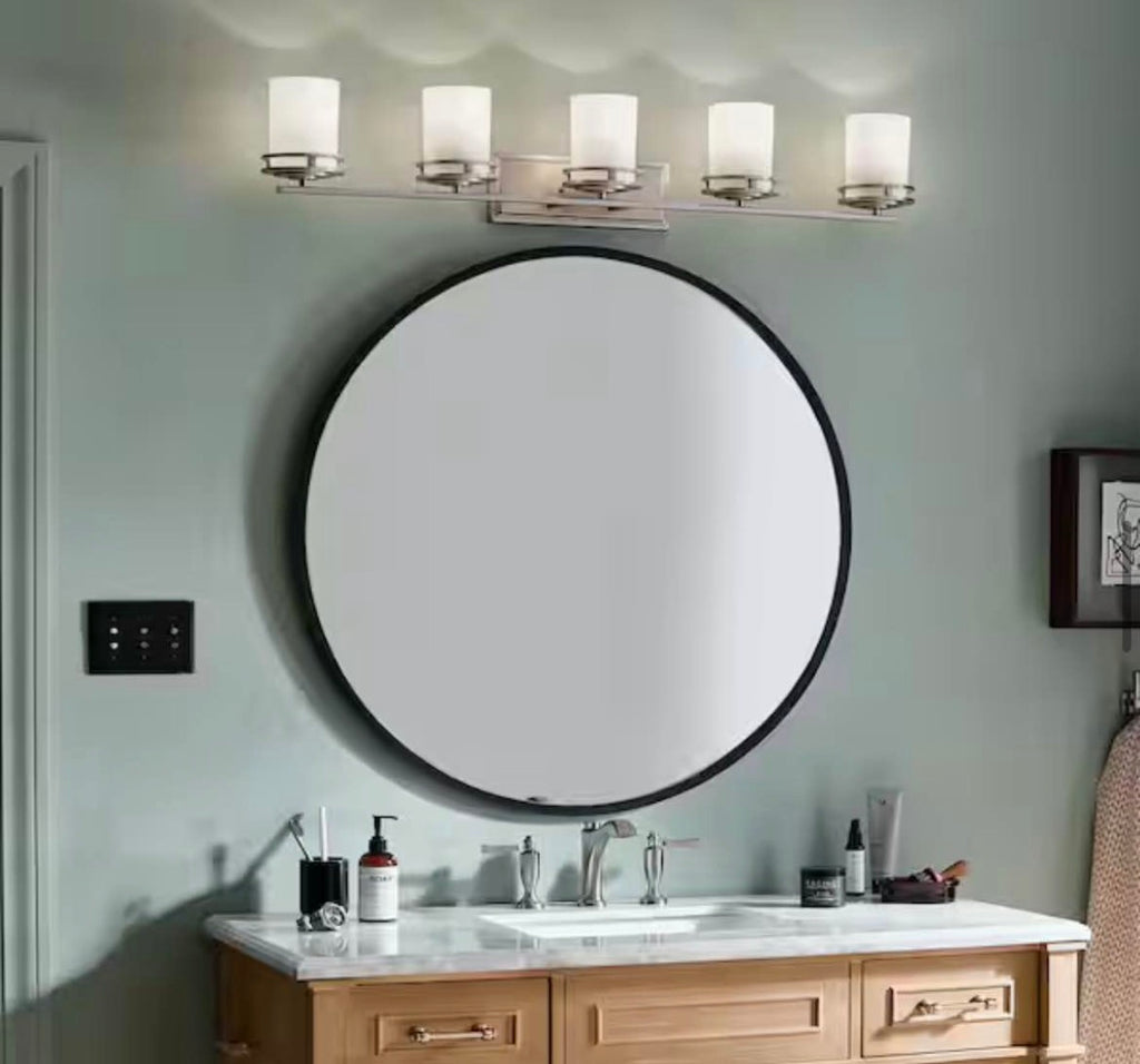 43 in. 5-Light Brushed Nickel Bathroom Vanity Light