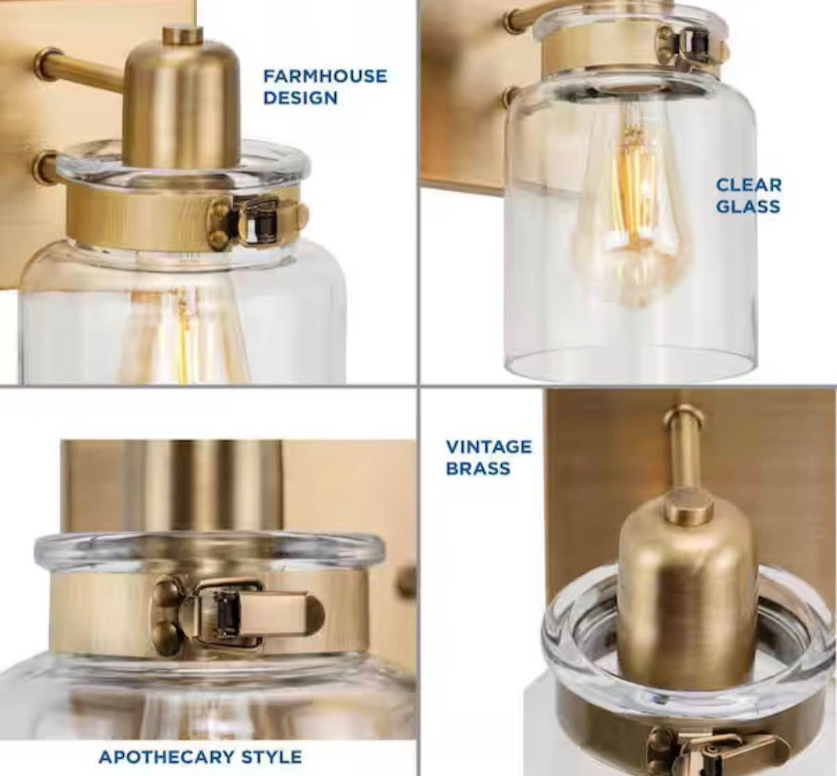 Calhoun Collection 4-Light Gold Vintage Brass vanity light