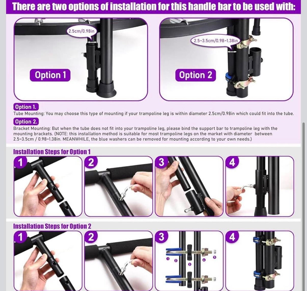 Quick-Release Handle Bar for Straight Leg Fitness Trampoline