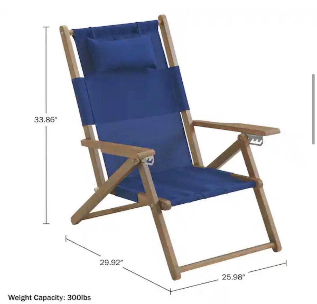 Blue Wood Folding Beach Chair