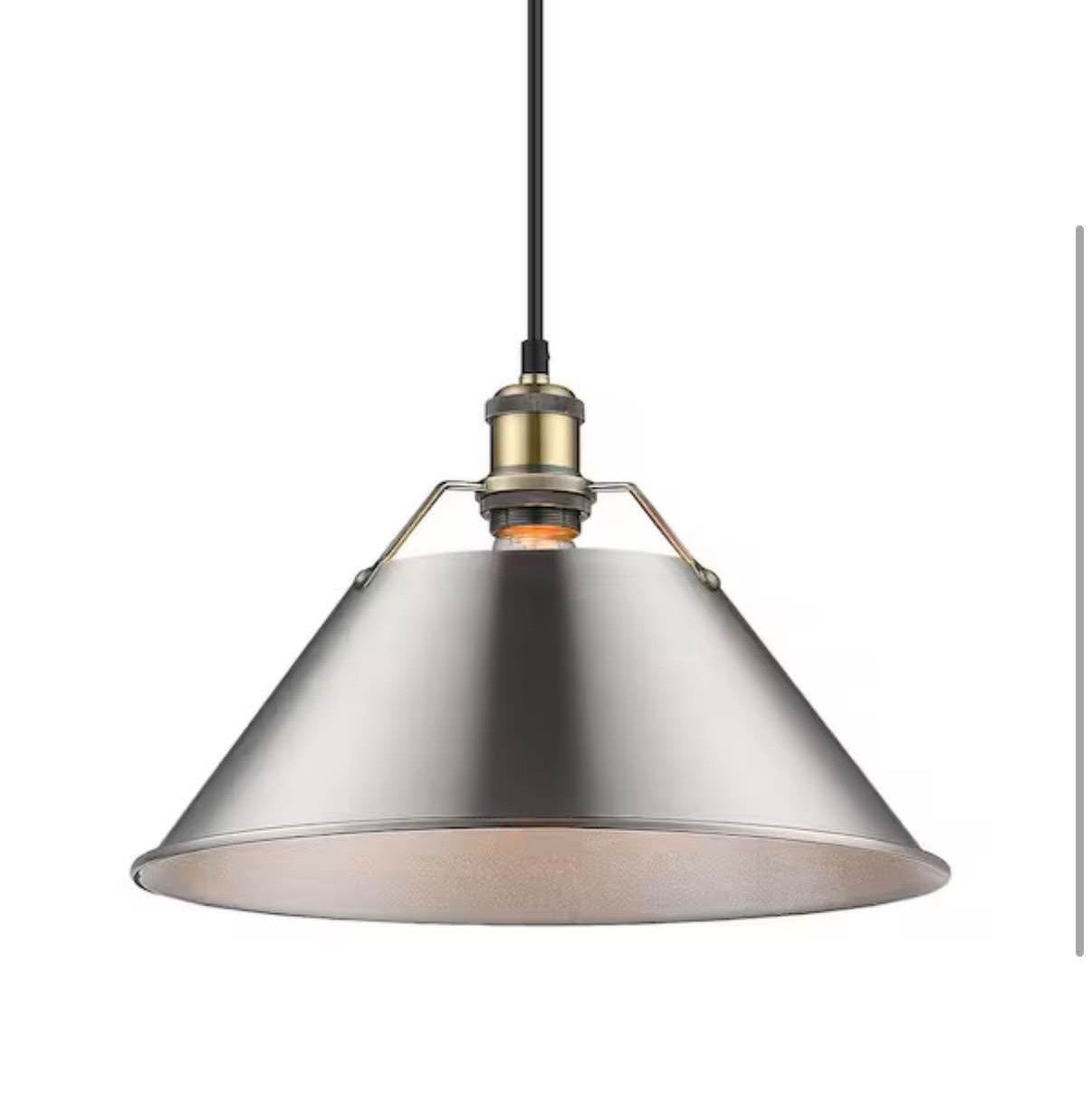Orwell AB 1-Light Pendant - 14 in. in Aged Brass with Pewter Shade