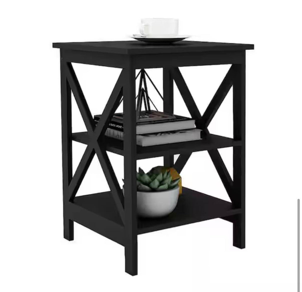 Stylish Black Wood Side Table