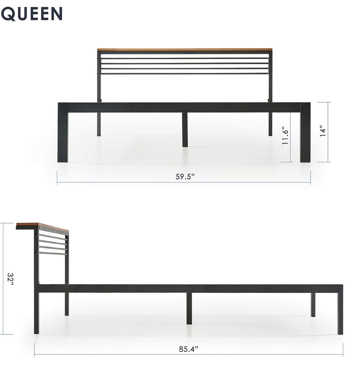Mellow HYLLE Metal Platform Bed Queen