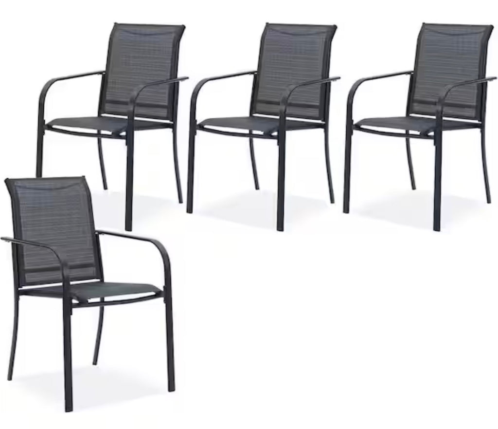 All-Weather Stackable Metal Outdoor Patio Chairs (4-Pack)