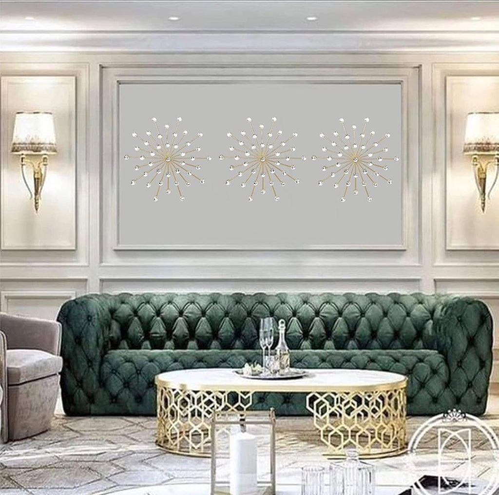 3 Set Gold Starburst Wall Art for Home Decor