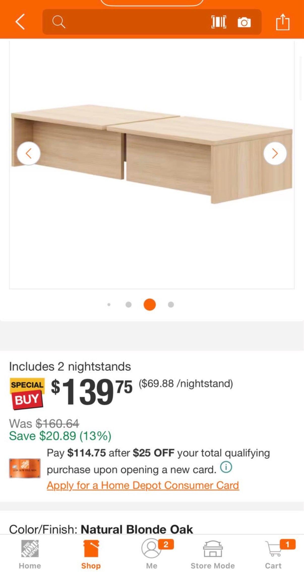 Kanso Natural Blonde Oak Nightstands (Set of 2)