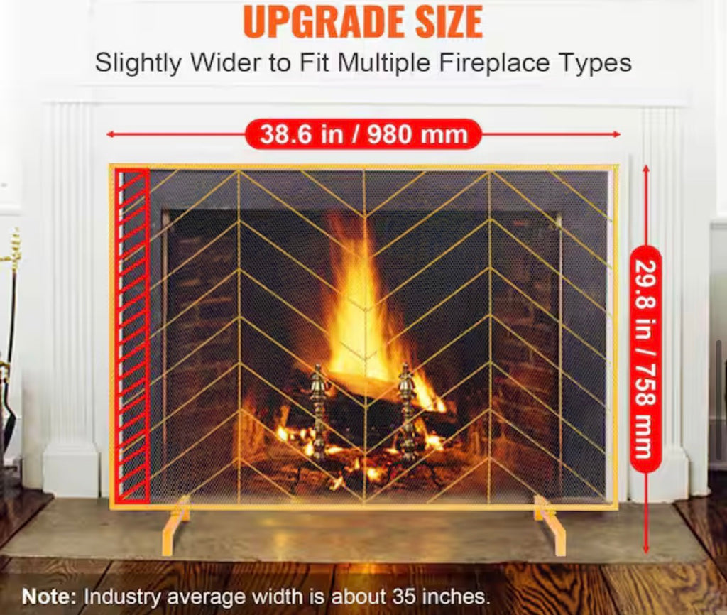 Fireplace Screen Single-Panel Guard Cover