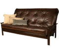 85 in. Espresso Trail Java Leather Upholstered Queen Size Futon Set