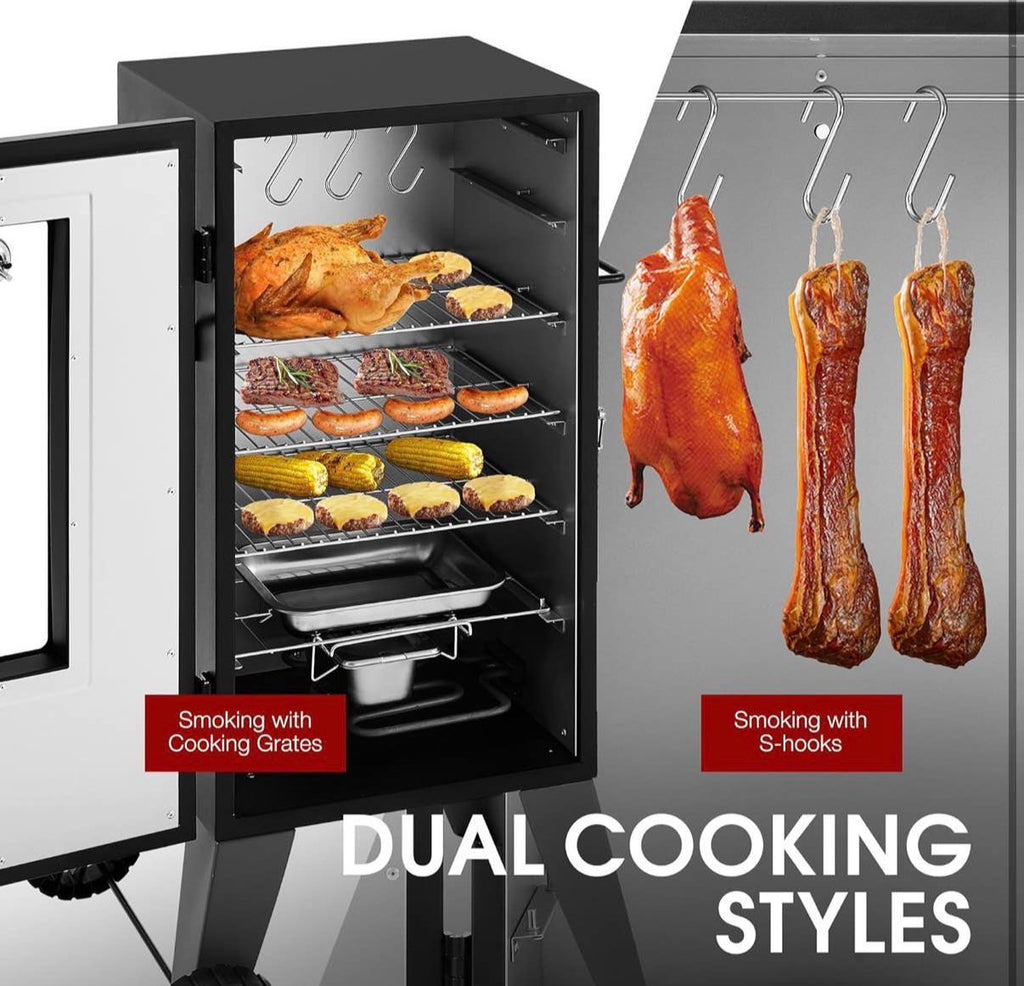 28-Inch Analog Electric Smoker With 3 Chrome-plated Smoking Racks